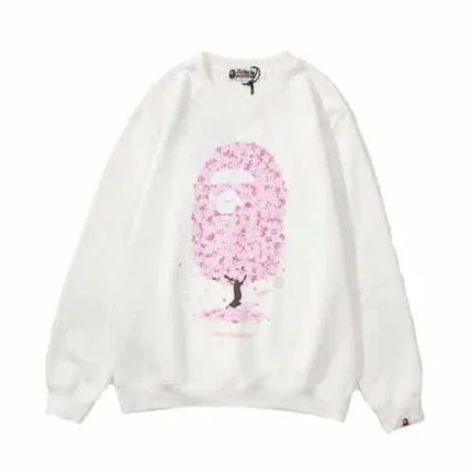 BAPE Sakura Tree A Bathing Ape White Sweater